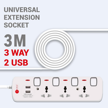 AFRA EXTENSION SOCKET 3WAY 5Mtr AF-003EXRD
