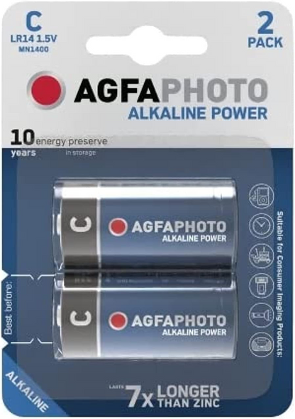 AGFAPHOTO ALKALINE C 2PK 1.5 BATTERY