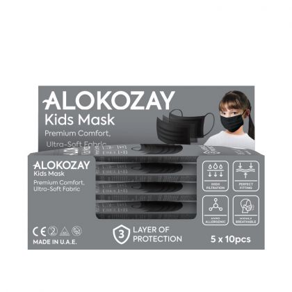 ALOKOZAY BLACK KIDS MASK 50pc