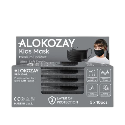 ALOKOZAY BLACK KIDS MASK 50pc