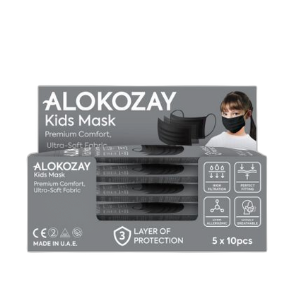 ALOKOZAY BLACK KIDS MASK 50pc