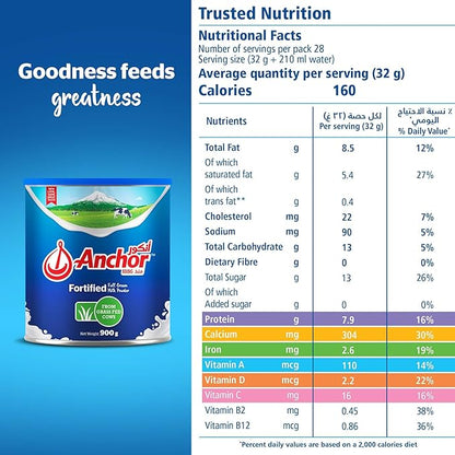 ANCHOR FORTIFIED MILK POWDER 900gm