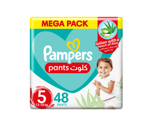 Pampers Rash Protection Diaper Pants with Aloe Vera Lotion Size 5 (12-18kg), 48 Pieces