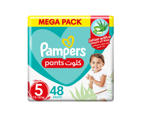 Pampers Rash Protection Diaper Pants with Aloe Vera Lotion Size 5 (12-18kg), 48 Pieces