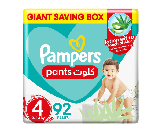 Pampers Rash Protection Diaper Pants with Aloe Vera Lotion Size 4 (9-14kg), 52 Pieces