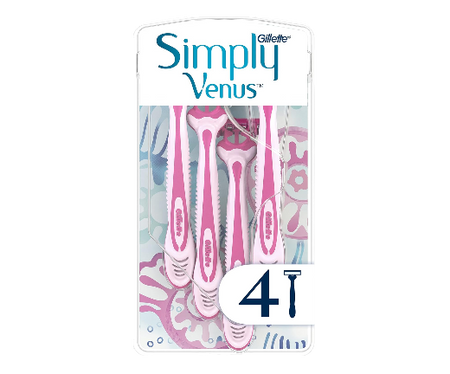 Gillette Venus 3 Simply Disposable Razors, 4+1 Pieces