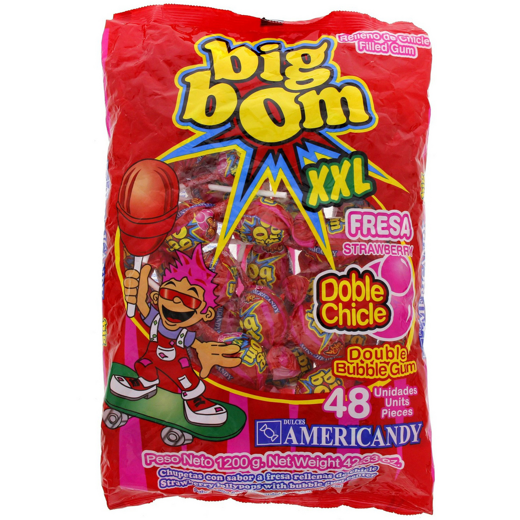 BIG BOM STRAWBERRY LOLLIPOP 48Pcs