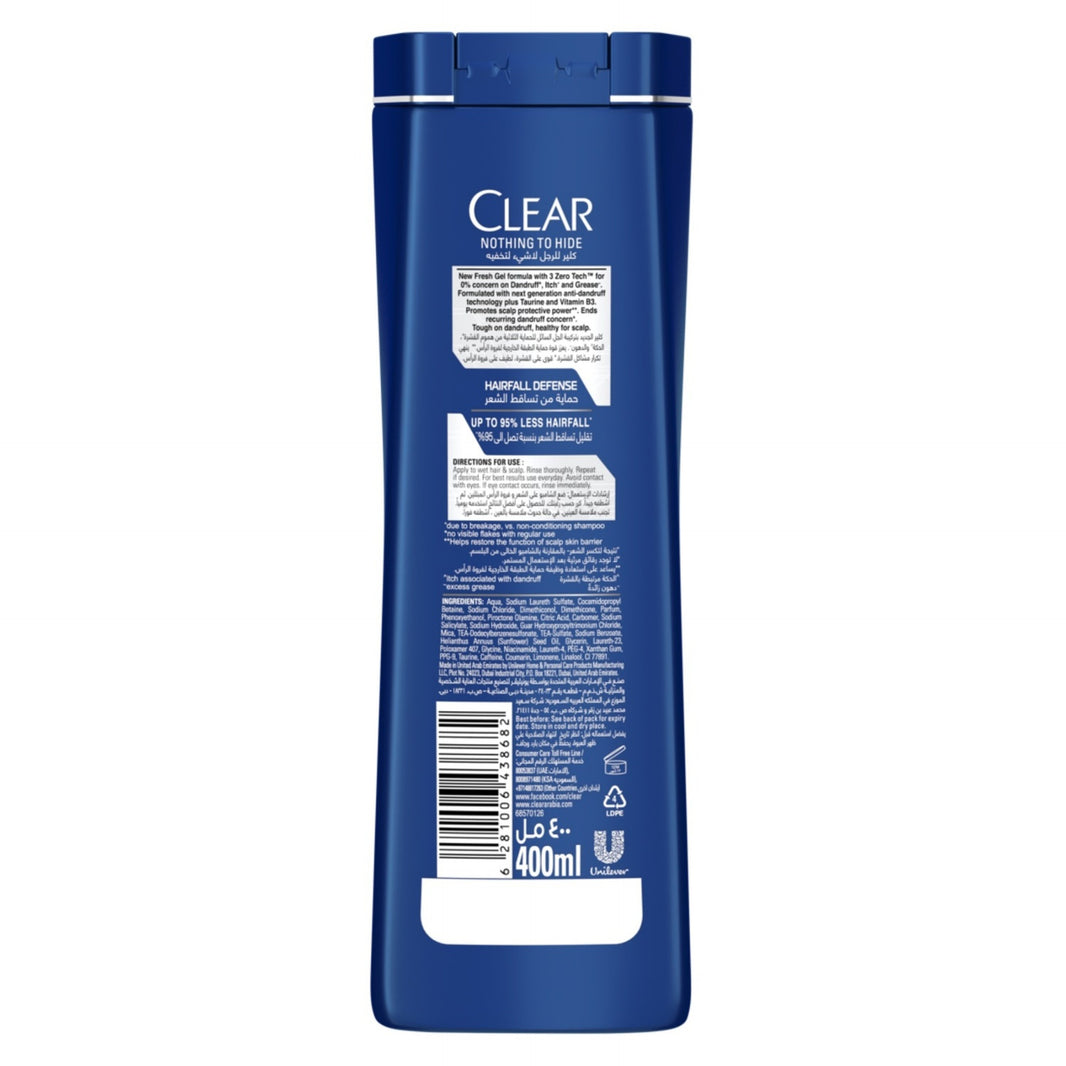 CLEAR MEN SHAMPOO 400ml HAIR DEFENCE