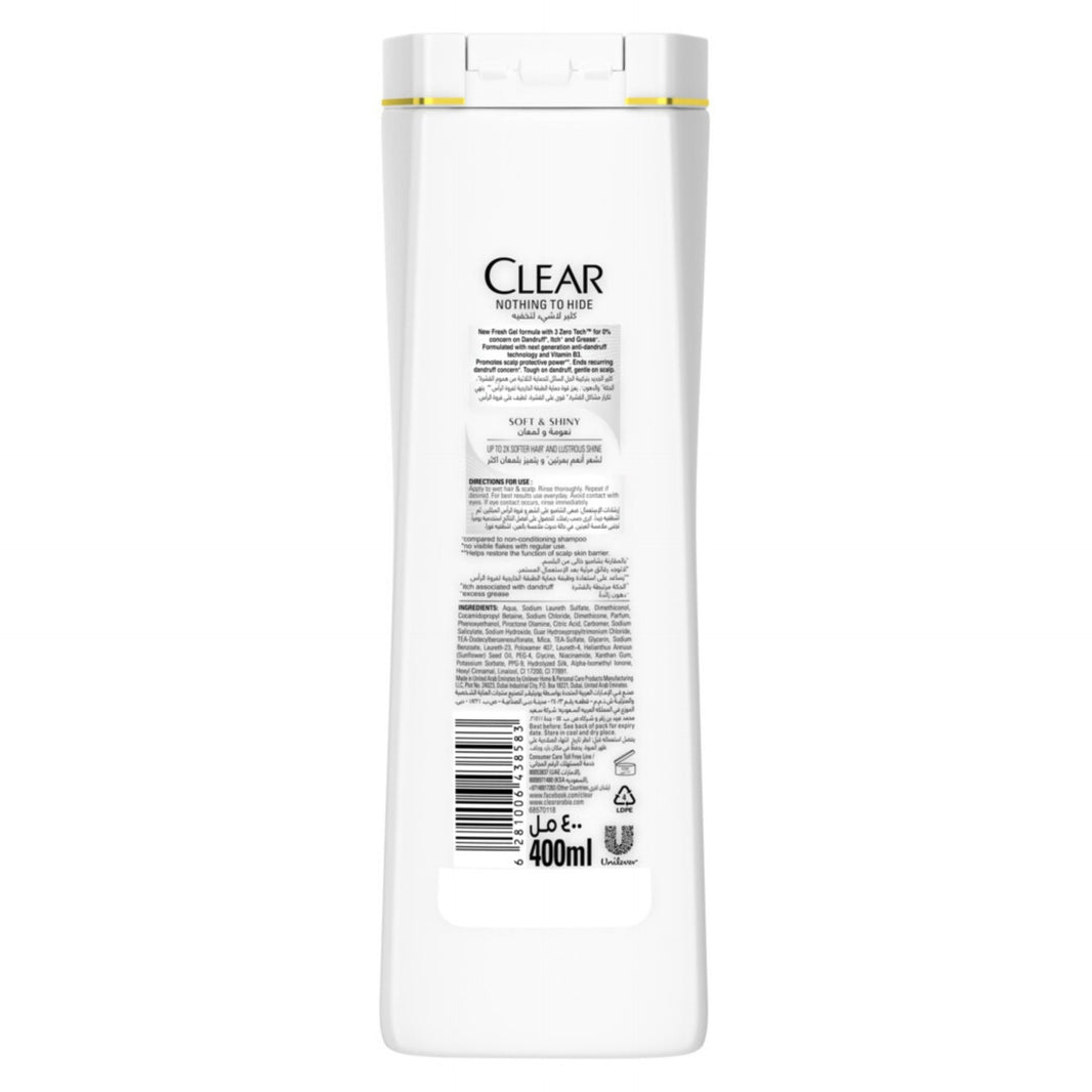 CLEAR SHAMPOO SOFT&SHINY 400ML