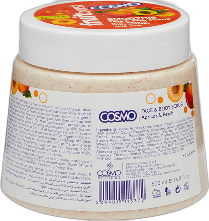 COSMO APRICOT & PEACH FACE & BODY SCRUB 500ml