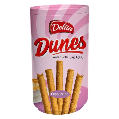 DELITA DUNES CAPPUCCINO WAFER ROLLS 250gm