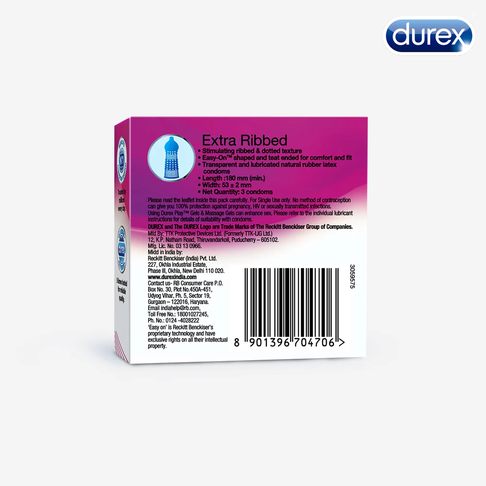 DUREX EXTRA RIBBED CONDOMN 3pcs