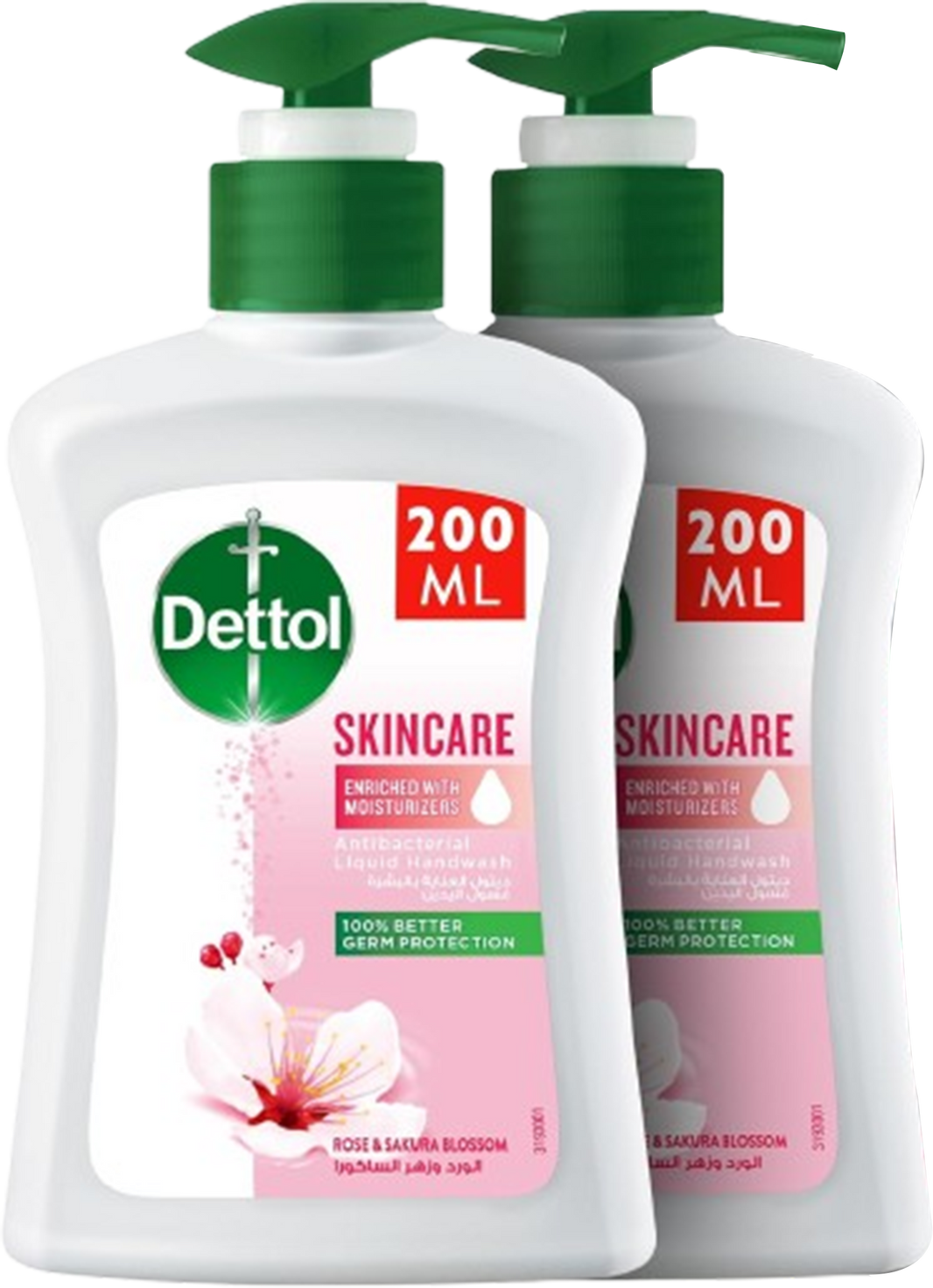 Dettol Skincare Rose & Sakura Blossom Antibacterial Handwash Pump, 2x200ml