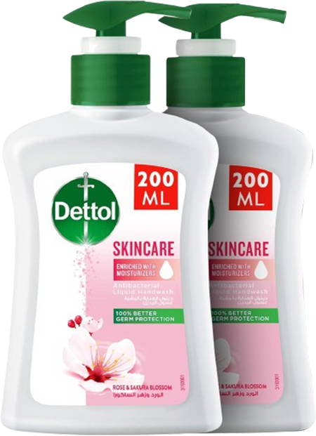 Dettol Skincare Rose & Sakura Blossom Antibacterial Handwash Pump, 2x200ml