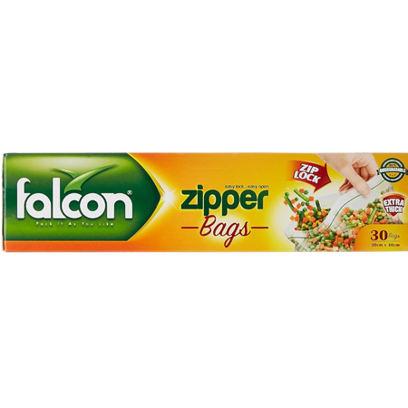 Falcon Freezer Zipper Bag, 40x30cm (1 Pack x 30 Bags)