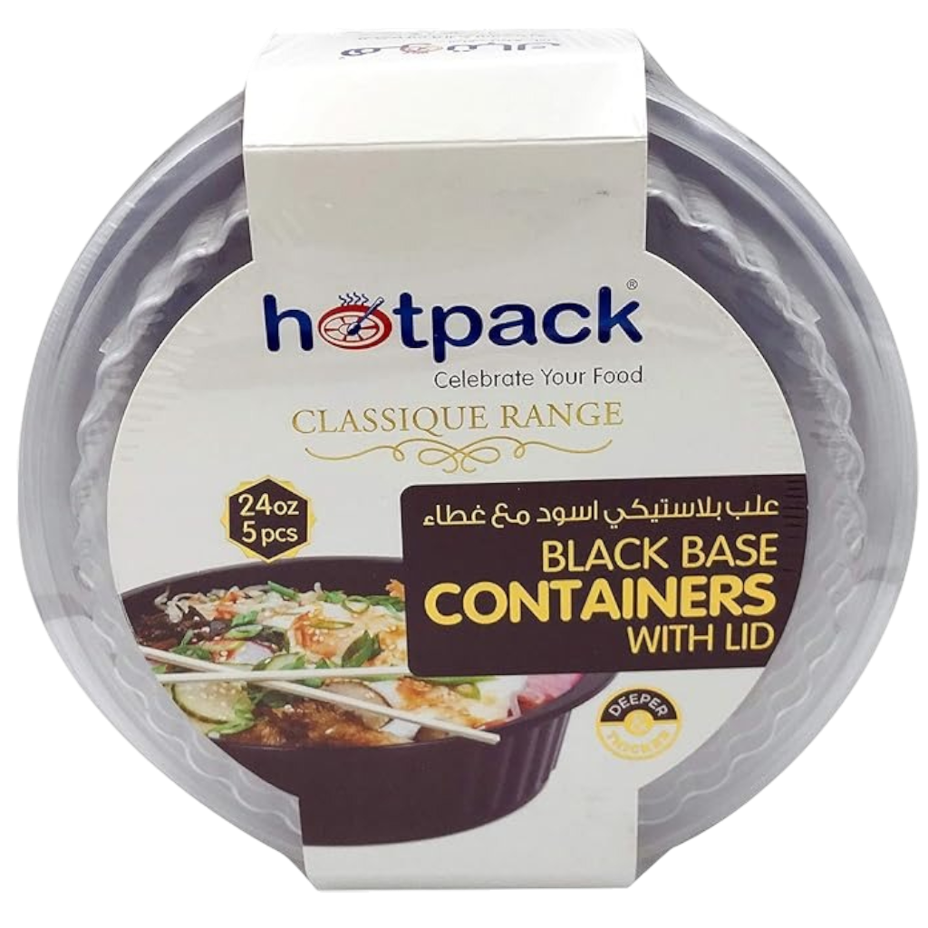 Fijipack Black RO24 Microwavable Containers with Lids, 5 Pieces