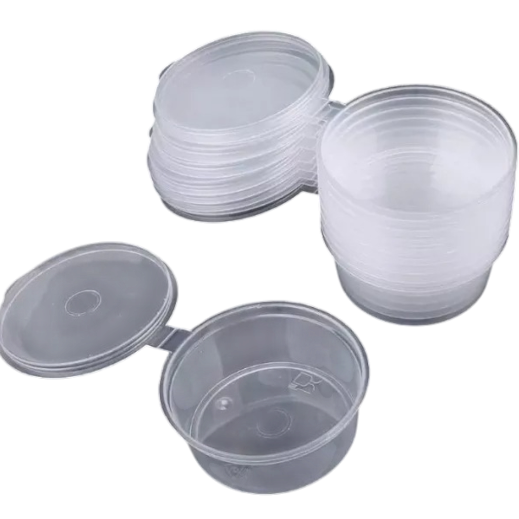 Fijipack Clear 50ml Disposable Plastic Sauce Containers with Lids, 50 Pieces