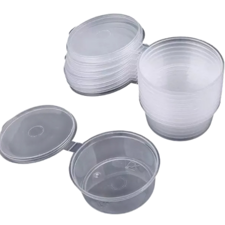 Fijipack Clear 50ml Disposable Plastic Sauce Containers with Lids, 50 Pieces