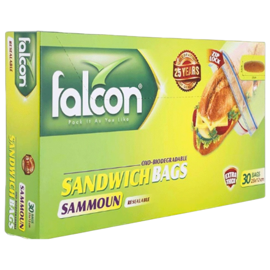 Falcon Samoon Sandwich Bag, 25x12cm, Large, 30 Pieces