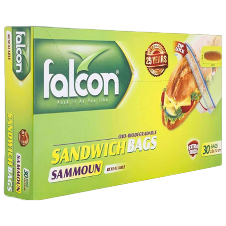 Falcon Samoon Sandwich Bag, 25x12cm, Large, 30 Pieces