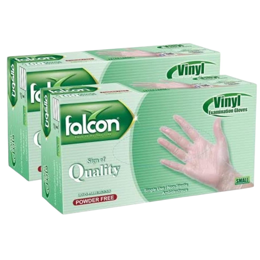 Falcon Vinyl Gloves Powder Free Small, 100pieces