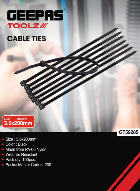 GEEPAS CABLE TIE 3.6x200mm GT59285
