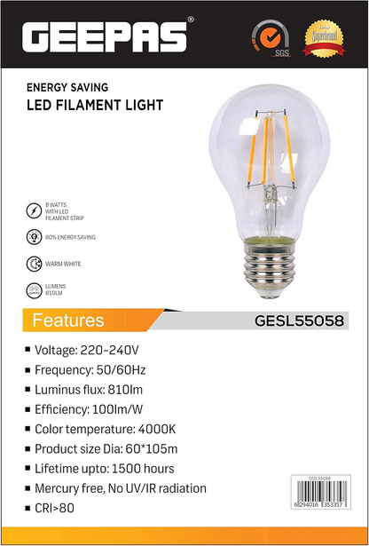 GEEPAS LED BULB 8W GESL55058