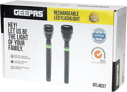 GEEPAS RECH LED FLASHLIGHT 2Pcs GFL4637N