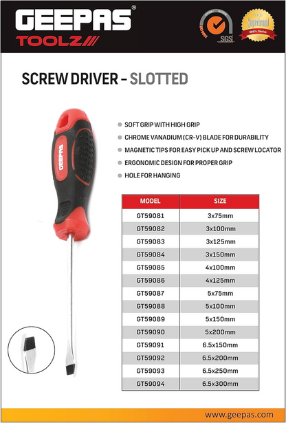 GEEPAS SCREWDRIVER 6.5x150mm GT59091