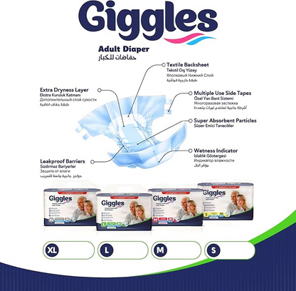 GIGGLES ADULT DIAPER 30pcs 100-150cm