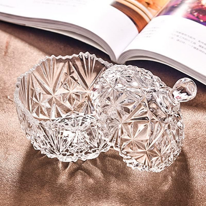 GLASS CANDY POT W/STAND HMO10009