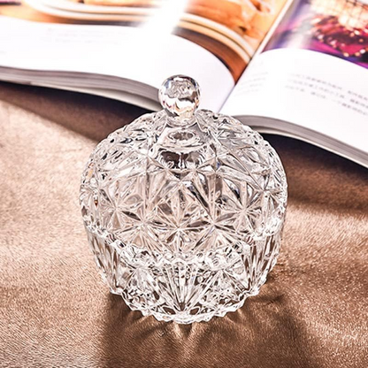 GLASS CANDY POT W/STAND HMO10009
