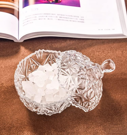 GLASS CANDY POT W/STAND HMO10009