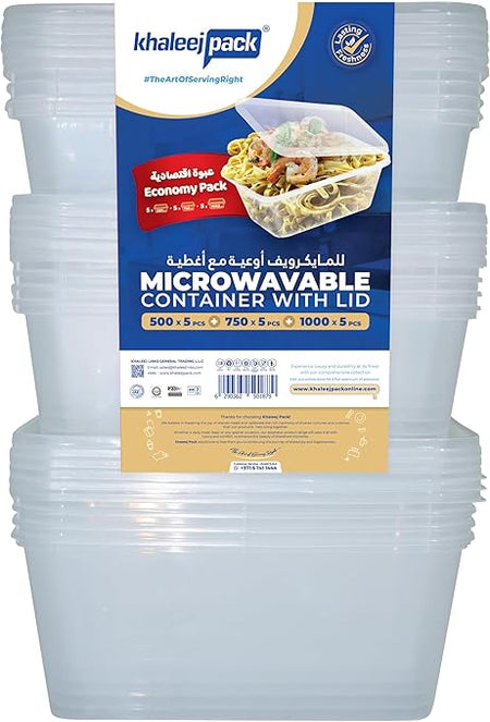KHALEEJ MICROW CONTAINER 3x5pc (500,750,1000ml)