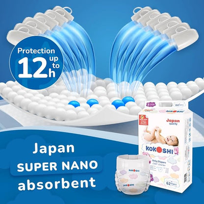 KOKOSHI BABY DIAPERS 62Pcs 5-10Kg
