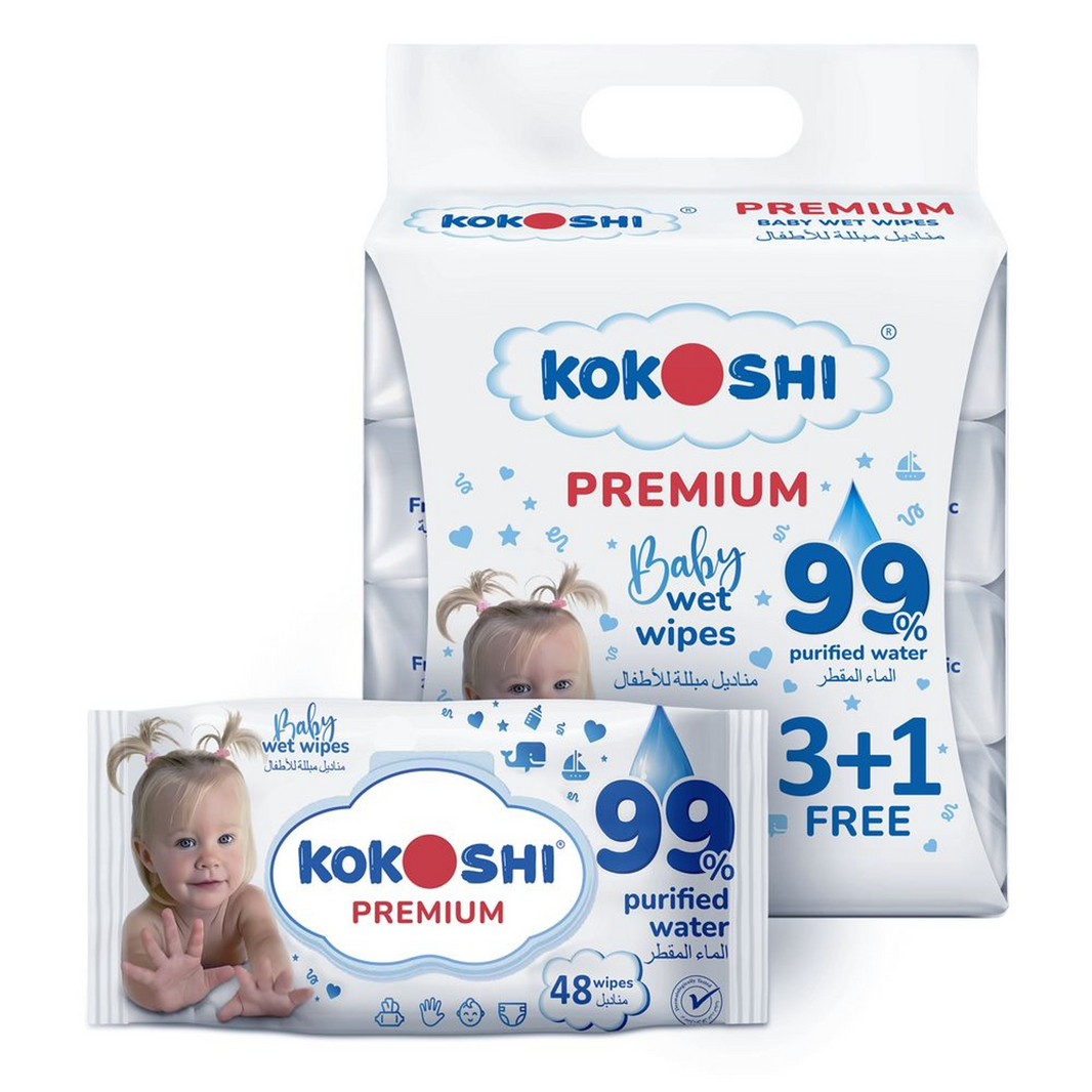 KOKOSHI BABY WET WIPES 192Pcs 3+1Pack