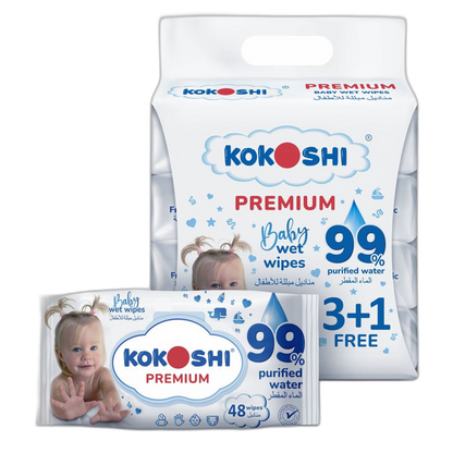KOKOSHI BABY WET WIPES 192Pcs 3+1Pack