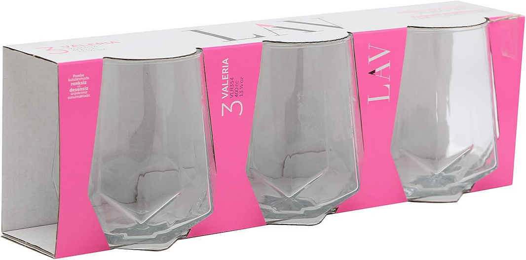 LAV VALERIA GLASS CUP 3x460ml VL-VLR374A