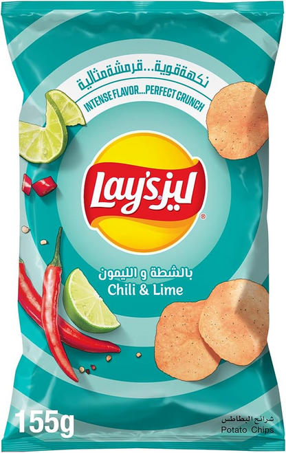 LAYS CHILI & LIME CHIPS 155gm