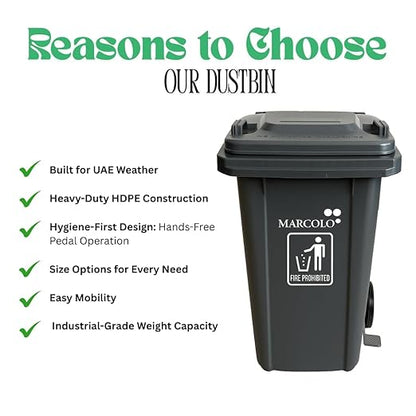 MARCOLO BALI WHEELIE BIN W/PEDAL DUSTBIN 120L