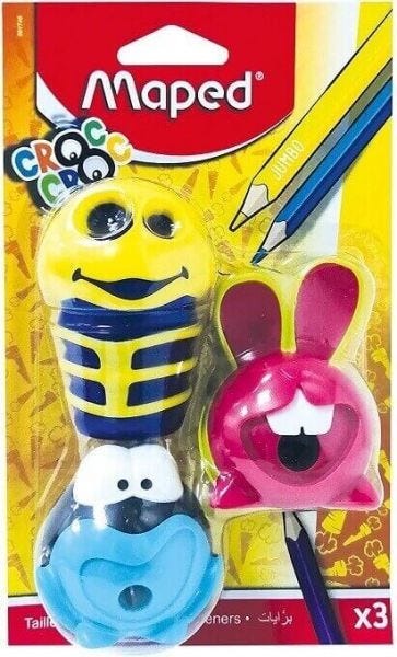 Maped Assorted Design Croc Croc Sharpeners Pack, 3 Pieces
