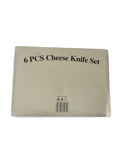 Cheese Cutting Stainless Steel Knife Set - 6 piece Silver/Brown