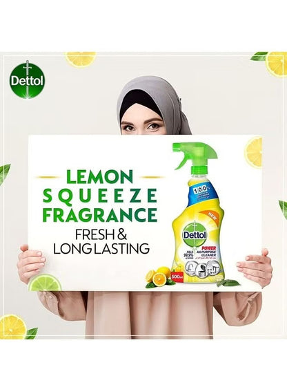 Dettol Power Lemon Squeeze All Purpose Cleaner, 500ml + Bathroom Cleaner Trigger Spray, 500ml