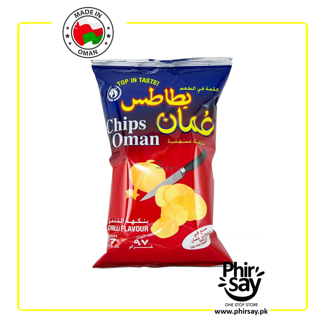 Oman Chips Chilli Flavour Potato Chips, 97g