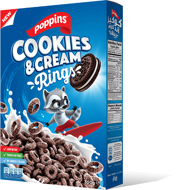 POPPINS COOKIES & CREAM RINGS 350gm