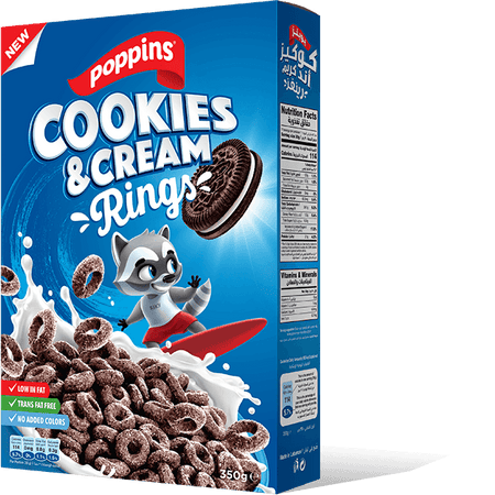 POPPINS COOKIES & CREAM RINGS 350gm