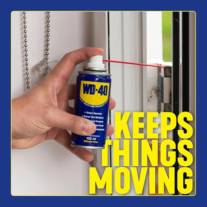 WD-40 Multi-Use Product -100ml Spray, Aerosol Can All-Purpose Lubricant, Cleans Rust, for Home , Workshop Use