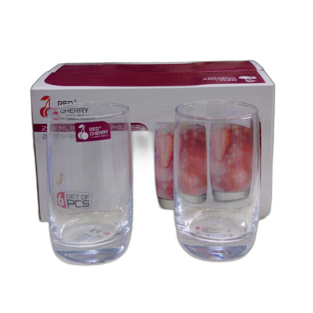 RED CHERRY GLASS TUMBLER 3pcs FLR830