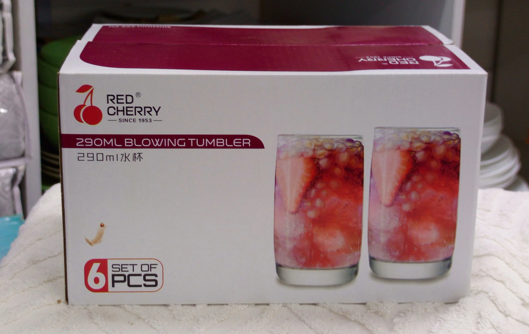 RED CHERRY GLASS TUMBLER 3pcs FLR830