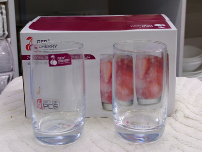 RED CHERRY GLASS TUMBLER 3pcs FLR830